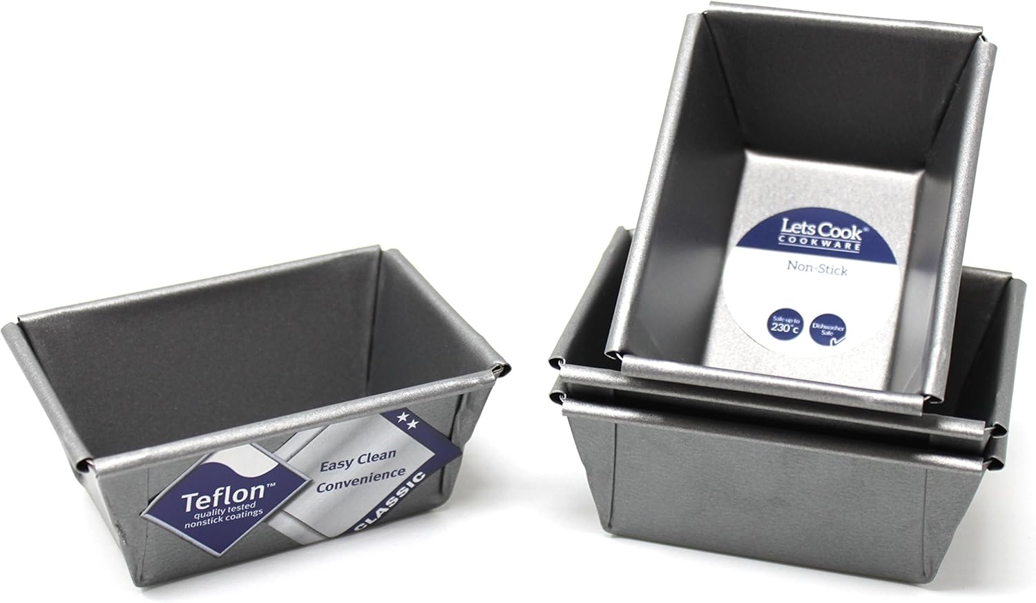 Mini Loaf Tins, Set of 4, British Made with Teflon Non Stick by Lets