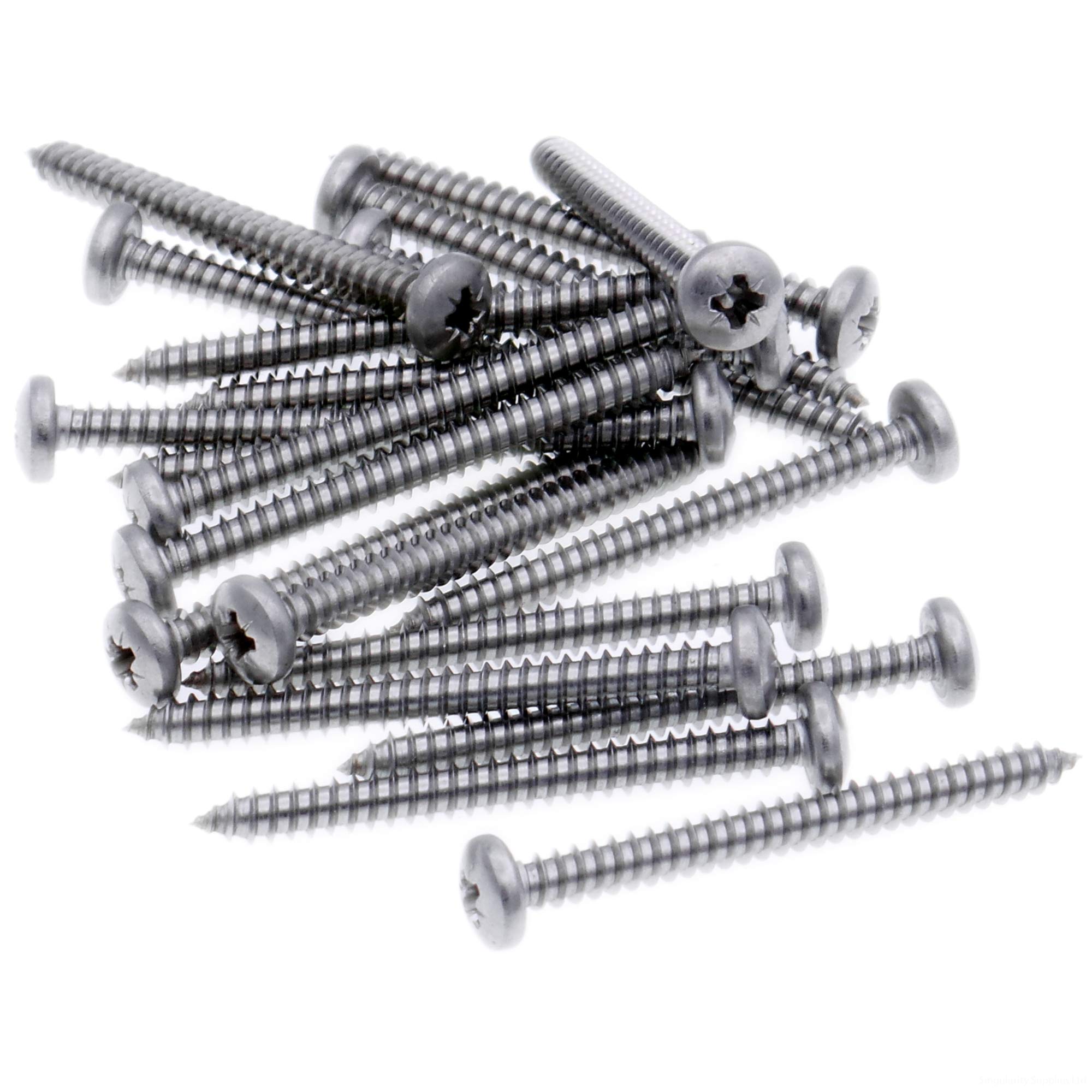 No.7 x 0.75 (3.9mm x 19mm) Pozi Pan Self-Tapping Screw - Stainless Steel (A2) (Pack of 20)