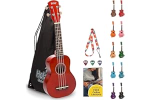 Hola! Music Ukuleles for Adults, Kids & Beginners - 21" Maple Soprano Ukulele w/Bag & More - Mahogany