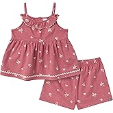 Modern Moments by Gerber Baby Girls 2-piece Ruffle Top and Short Set With Ric-rac