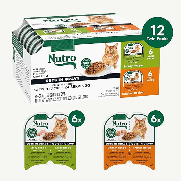 NUTRO PERFECT PORTIONS WET CAT FOOD CUTS IN GRAVY VARIETY PACK, 2.6 OZ. TWIN-PACK TRAYS (12 COUNT, PACK OF 1)