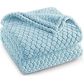 Exclusivo Mezcla Fleece Throw Blanket for Couch and Bed,Extra Soft Warm Decorative Fuzzy Throws for Women,Lightweight Cozy Blankets Size 50x60 Inches, Light Blue