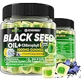 Black Seed Oil Gummies & Chlorophyll, Biotin 500mcg with Hydrolyzed Collagen, Raw Manuka Honey, Organic Cold Pressed - Ultimate Absorption for Skin, Hair & Nails, Digestive, Overall Health, 1 Pack