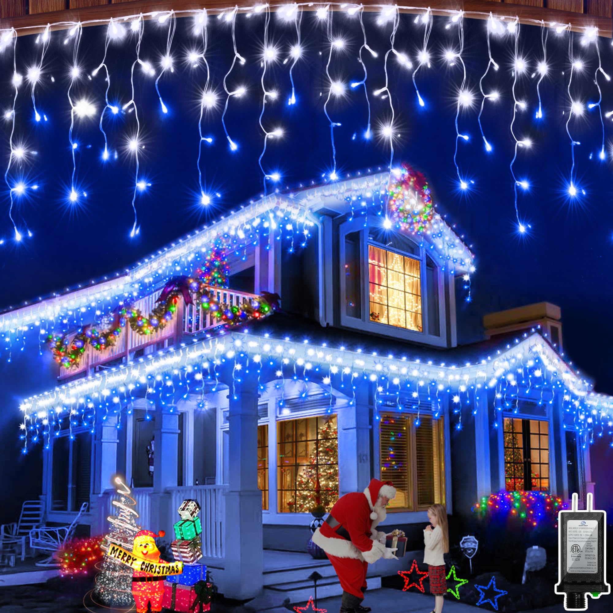 2024 Christmas Decorations, 23.6\" Hanging Parachute Santa Claus Lights...