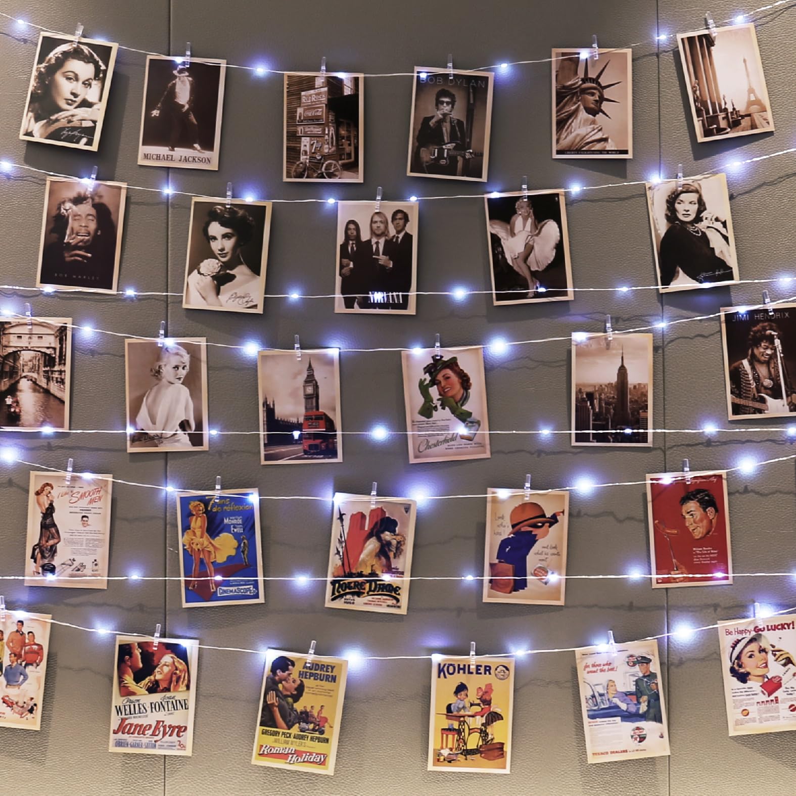 HXWEIYE 120LEDs White Photo Clips String Light, 40Ft Fairy Light with 52 Clear Clips & 12 Hooks on Wall, Timer & 8 Modes USB Copper Wire String Light for Hanging Picture, Bedroom Wedding Party