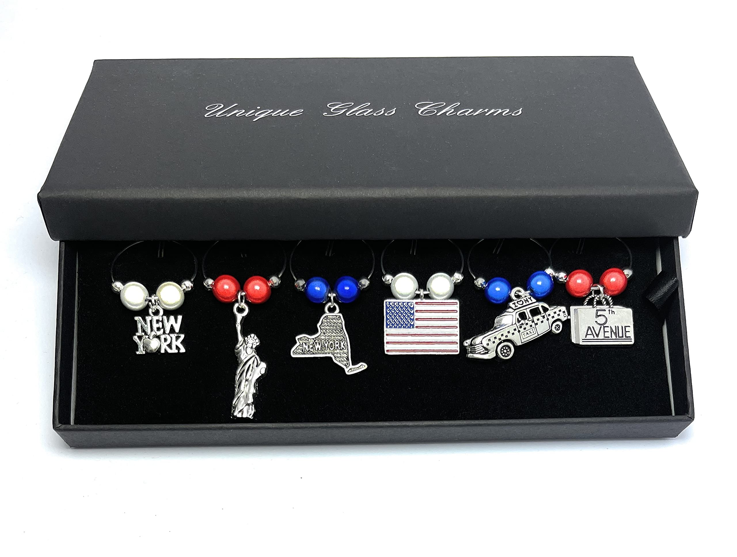 New York Design Wine Glass Charms with Gift Box
