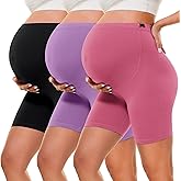 BONVIGOR Buttercloud Maternity Shorts Over The Belly- 5" Pregnancy Biker Shorts Lounge Yoga Pants