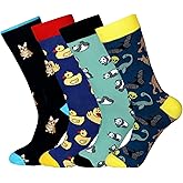 xiaomaizi Men's Funny and Colorful Patterned Dress Socks for Men Fun and Crazy Casual Crew Socks Size 7-13