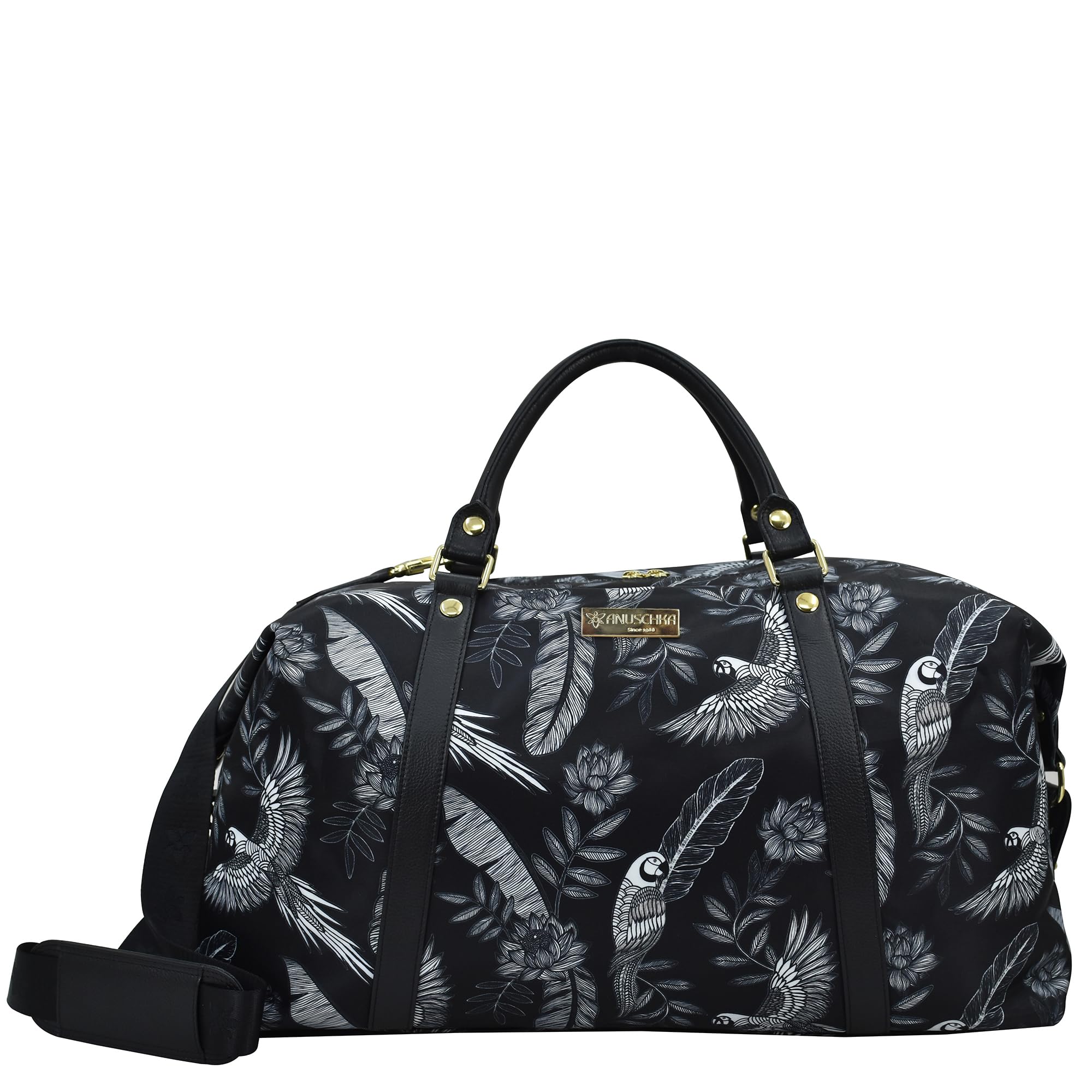 Anuschka Wanderlust Collection Great Escape Duffel Bag - Nylon Fabric Bags for Women - Jungle Macaws