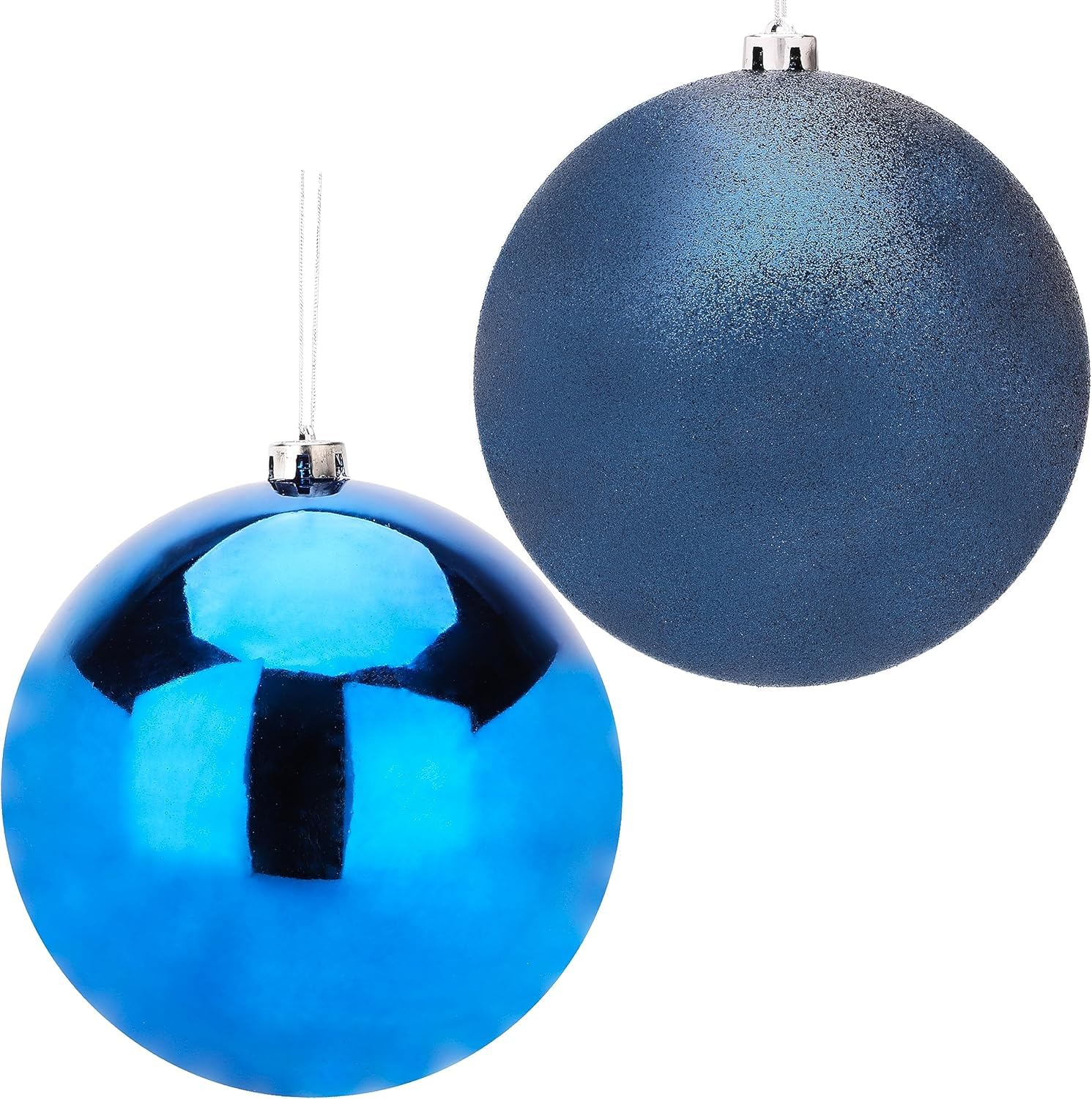 Christmas Concepts® Pack Of 2-200mm (8") Baubles - Shiny & Glitter Design - Giant Christmas Baubles (Midnight Blue)