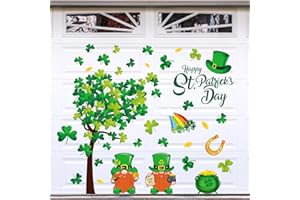FYSUIMU 36Pcs Happy St. Patrick's Day Garage Magnets Decoration Shamrock Tree Gnome Garage Door Decals Green Clover Magnetic Refrigerator Stickers for Home Party Irish Holiday