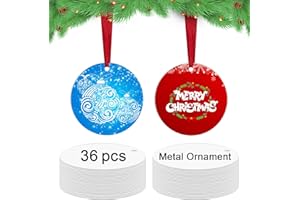 LIZOIDZSM 36 pcs Metal Sublimation Ornament Blanks,Sublimation Christmas Ornament Blanks for Christmas Tree Decor Blank Ornaments,Double Sided Sublimation Ornaments Round Sublimation Blanks Christmas Ornaments