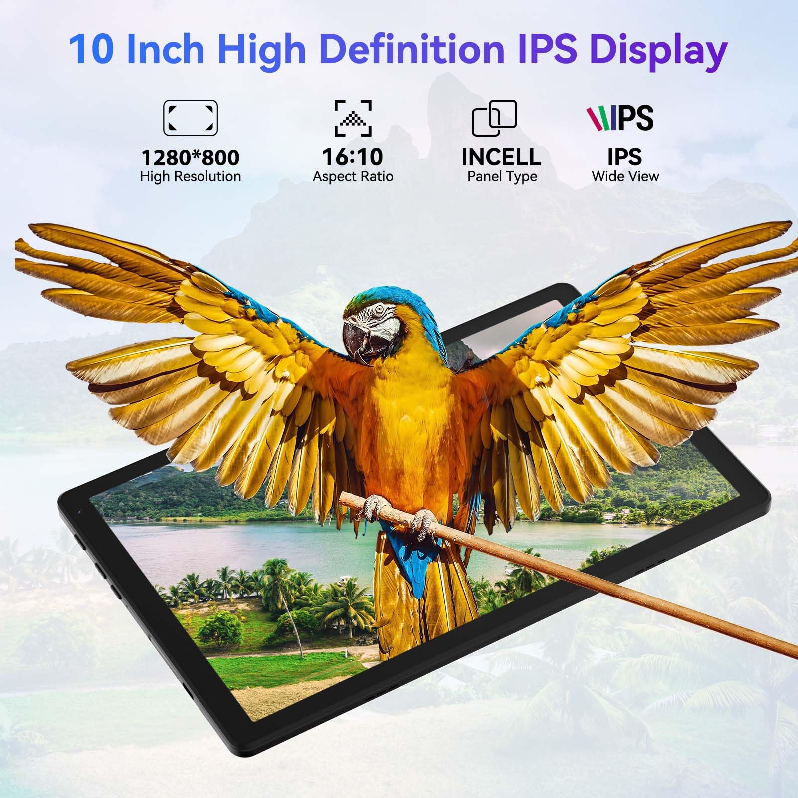 Tablet 10 Inch Android 15 OS GMS Certified Tablets PC 1.8 GHz 5-Core 16 (3+13) GB RAM 32 GB ROM 1 TB Expandable 1280x800 HD IPS Touch Screen 5000 mAh WiFi 6 Bluetooth 5.4 Dual Camera 2025 (Black)