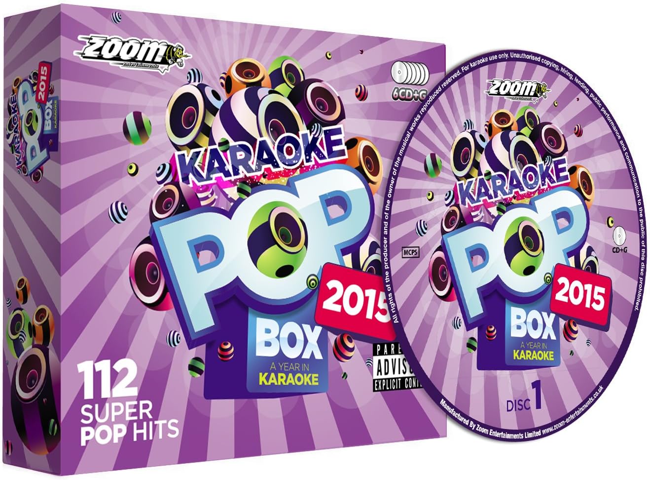 Zoom Karaoke Pop Box 2015: A Year In Karaoke - Party Pack - 6 CD+G Box Set - 112 Songs