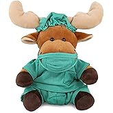 DolliBu Moose Doctor Plush Toy - Super Soft Moose Doctor Stuffed Animal Dress Up with Cute Uniform and Cap Outfit - Fluffy Toy Plush Gift for Doctor, Nurse, Surgeon, Dentist - 6 Inch