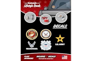 DECALCOMANIA LIFESTYLE DECALS U.S. Military Stickers and Decals Logo Branches - Marine Corps, Army, Air Force, Coast Guard, Navy Stickers - Set of 5 Large US Military Decals for Car Window