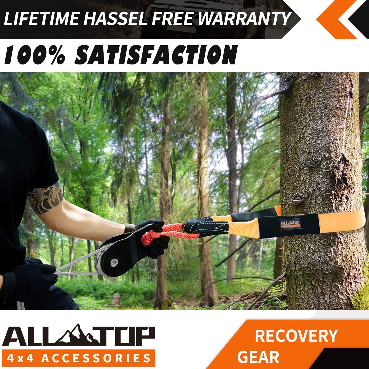 ALL-TOP Pro-Series Tree Saver Winch Strap 3" x8' - 36,000 Lbs Strength Tow Strap - Must Have for Towing, Off Road, Overland and Expedition: Automotive