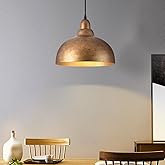 Ziqqeelam 11.8" Copper Pendant Light Kitchen Island Farmhouse Hanging Gold Pendant Light, Vintage Dome Pendant Lights, Farmho
