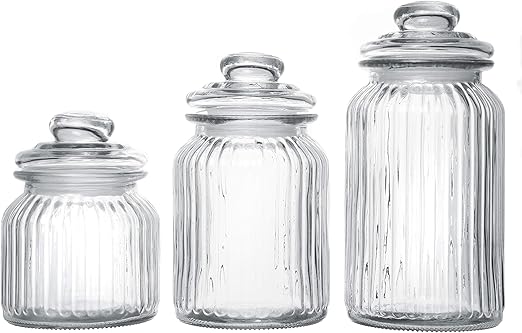 Amazon Com Exclusive Line Ripple Food Storage Tall Glass Jar