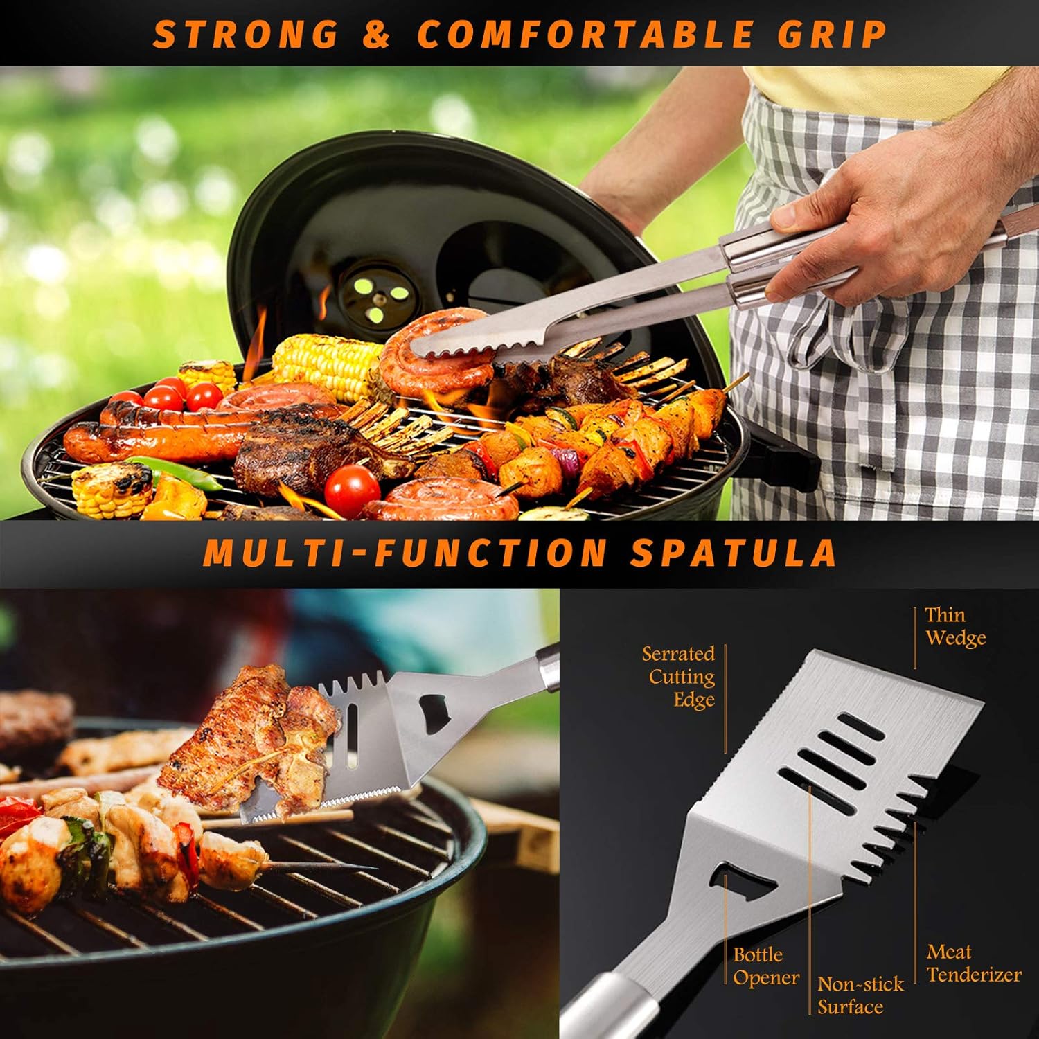 OlarHike BBQ Grill Accessories Set for Men, 22PCS Grilling Accessories Set, Stainless Steel BBQ Tools Gift Utensil with Spatula, Tongs, Skewers for Barbecue, Camping, Kitchen : Garden & Outdoor