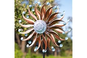 Lariander Wind Spinners Outdoor Metal Large with Stake- 84'' Wind Spinners for Yard and Garden - Windmill for Yard - Ideal Gift Metal Yard Art for Family, Friends, Garden Lovers (Willow Leaf)
