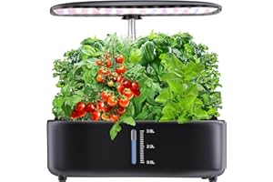 Somymore Hydroponics Growing System Kit - 12 Pods Indoor Herb Garden with LED Grow Light, Auto Timer, Adjustable Height up to 17" - Ideal for Home, Birthday & Mother's Day Gifts for Women