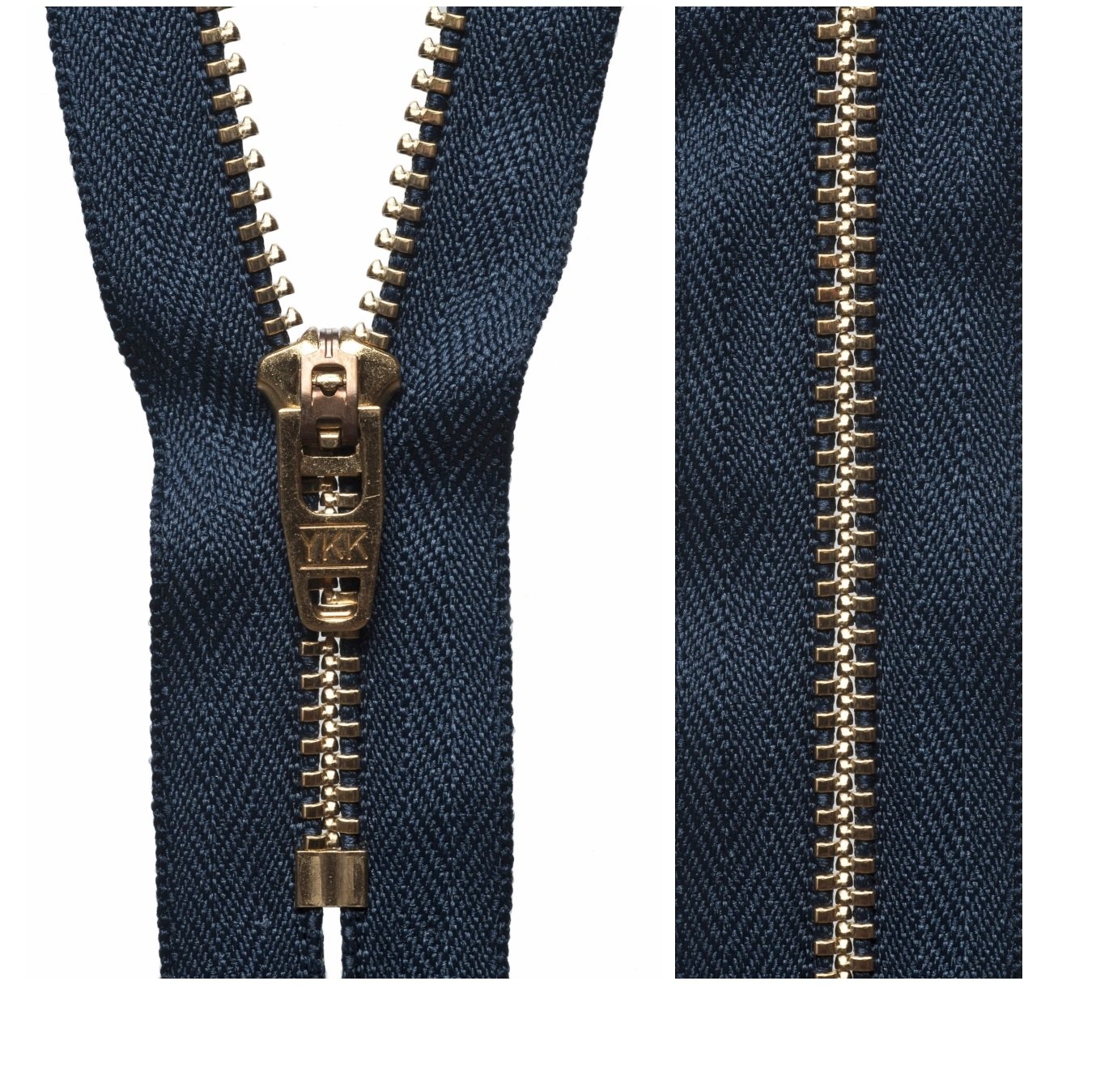 Dark Navy (560) YKK Gold Brass Metal Jeans Zip Closed End Zipper Heavy