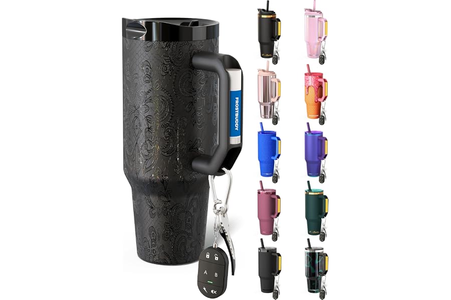 Frost Buddy Thicc Buddy 40oz Tumbler - Spill-Proof Flip Lid (Black Lace1)
