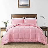 DOWNCOOL Full Size Comforter Sets -All Season Bedding Comforters Sets with 2 Pillow Cases -3 Pieces Bed Set Down Alternative Comforter Set -Pink Bedding Sets Full(82"x86")
