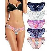 voenxe Women Bikini Underwear,Seamless Breathable Ladies Panties,No Show Comfortable Briefs Undies,Invisible Hipster,5-Pack