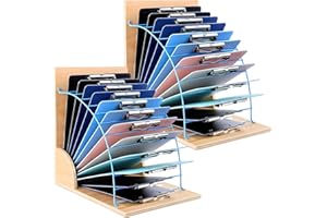 GKOKG 2Pack Clipboard Holder Clipboard Organizer Wooden Clipboard Storage Rack Clipboard Stand Desktop File Sorter Organizer Magazine File Storage for Home Office Decoration