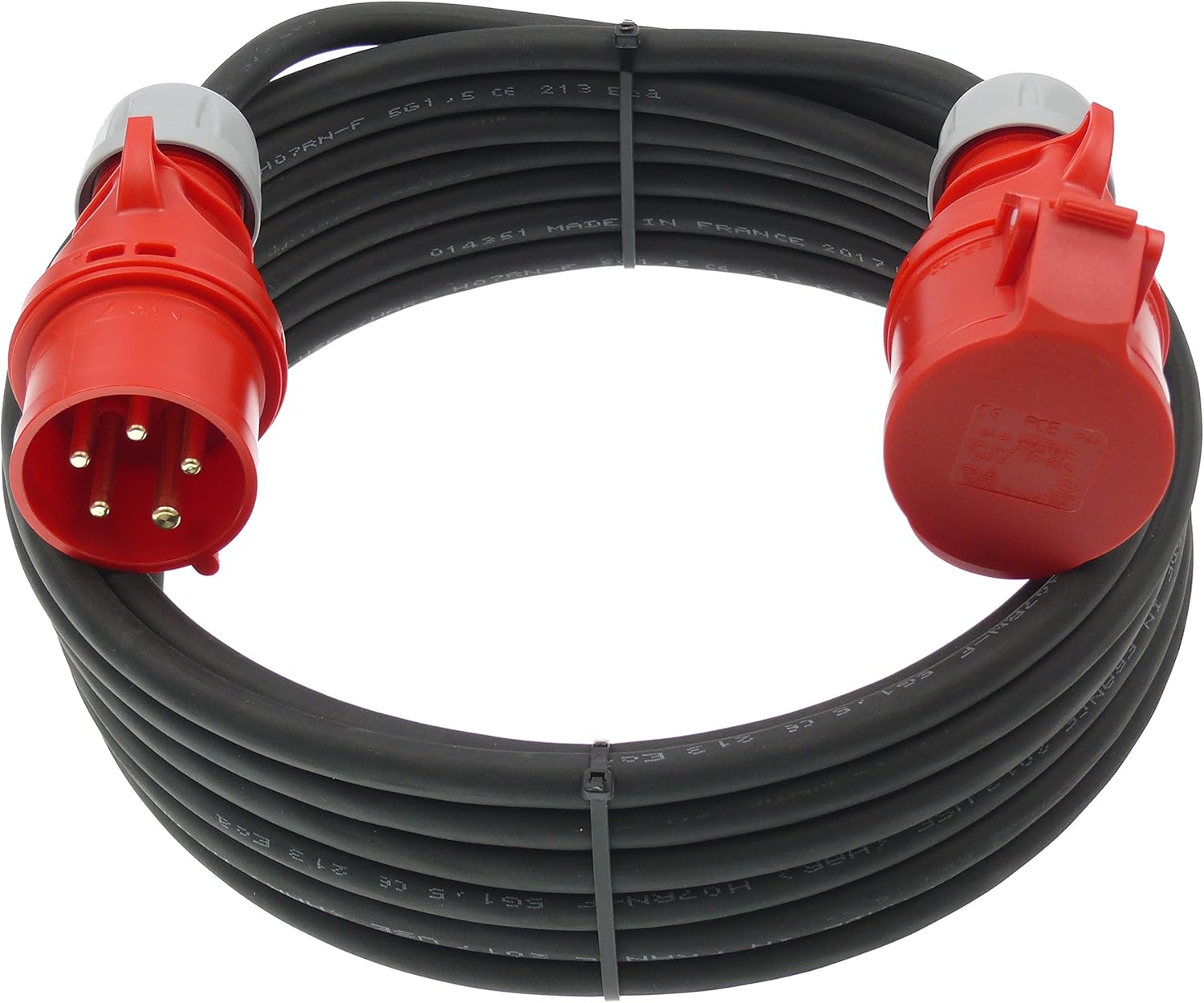 50m CEE Starkstromkabel mit Phasenwender 16A 400V Gummileitung H07RN-F ...