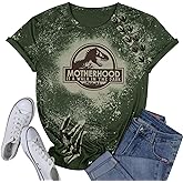 Mama Dinosaur Shirt Women Dinosaur Mom Graphic Shirts Motherhood is A Walk in The Park Tshirt Funny Mama Tee