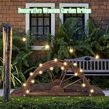 TANGZON Wooden Garden Bridge 102CM Arc Footbridge with Half-wheel Railings view 7