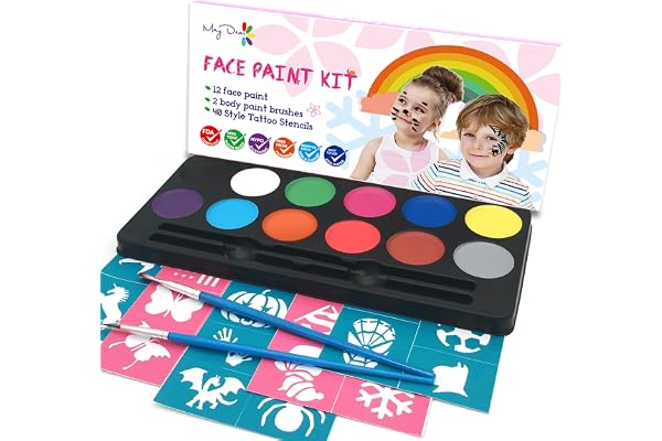 Maydear Face Painting Kit for Kids with 12 Colors Safe and Non-Toxic Large Water Based Face Paint (Matte)