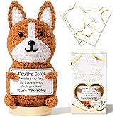 Emotional Support Crochet Positive Corgi Inspirational Cheer Up Gifts for Women, Handmade Positive Crochet Gift Thank You Birthday Valentines Teacher Appreciation Gifts for Coworker Nurse Mom Friends