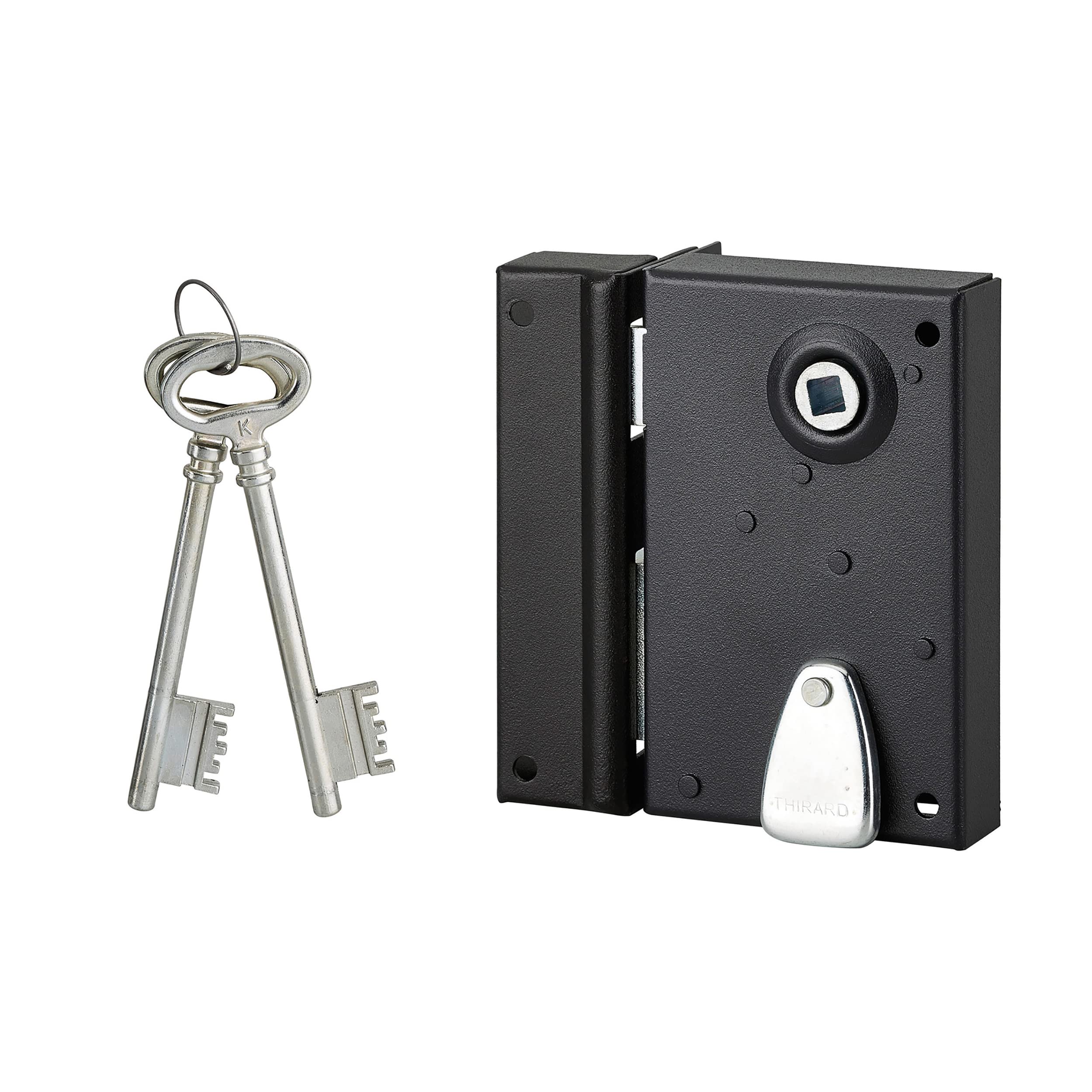 THIRARD FABRICANT DE SECURITE DEPUIS 1920 Thirard 00900143 70 x 110 mm Combined Steel Case and Strike-Left Wedge Version-Applique Locks-Vertical Wall Light, Black