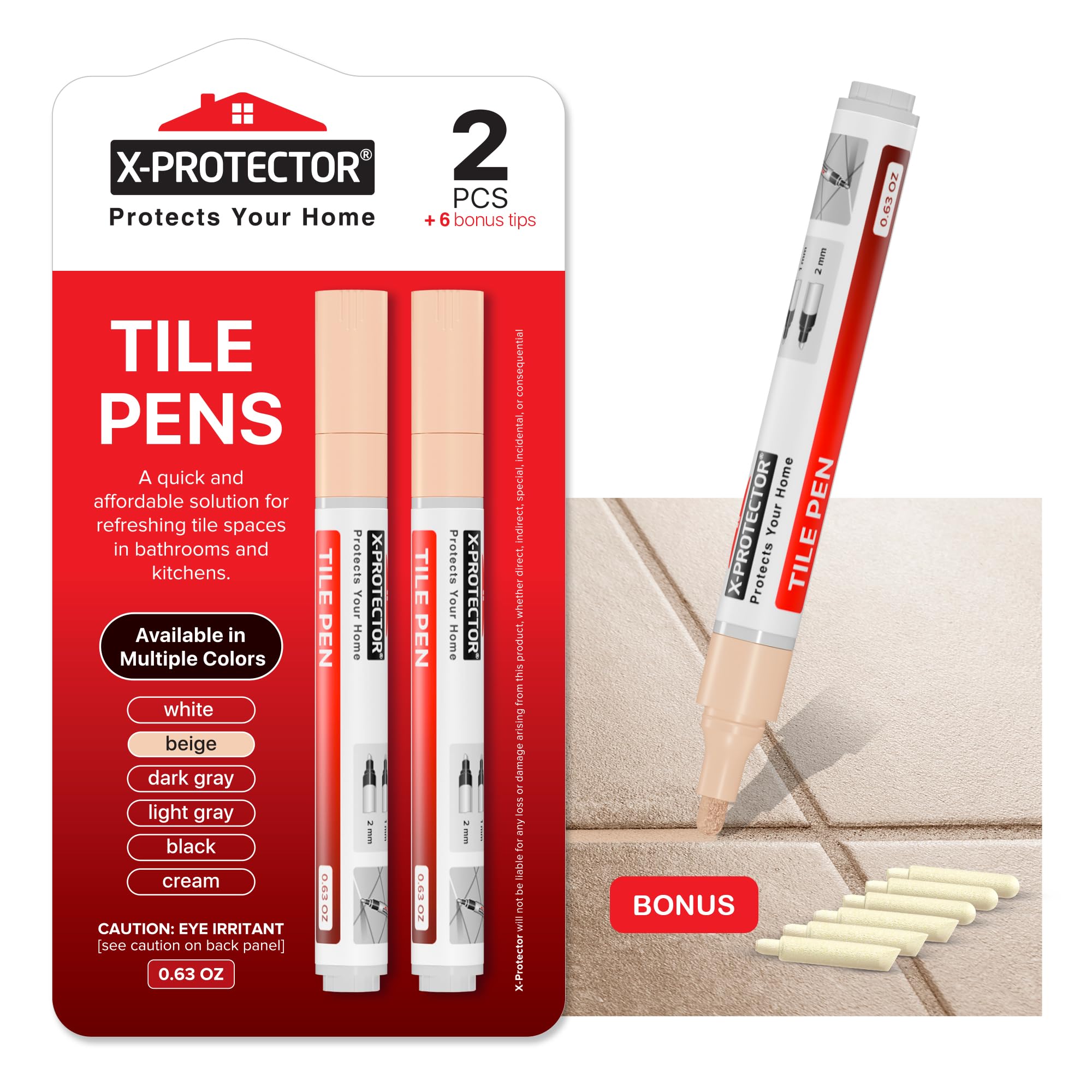 Photo 1 of X-Protector Water Based Grout Marker - 2 PCS with 8 Tips, Beige