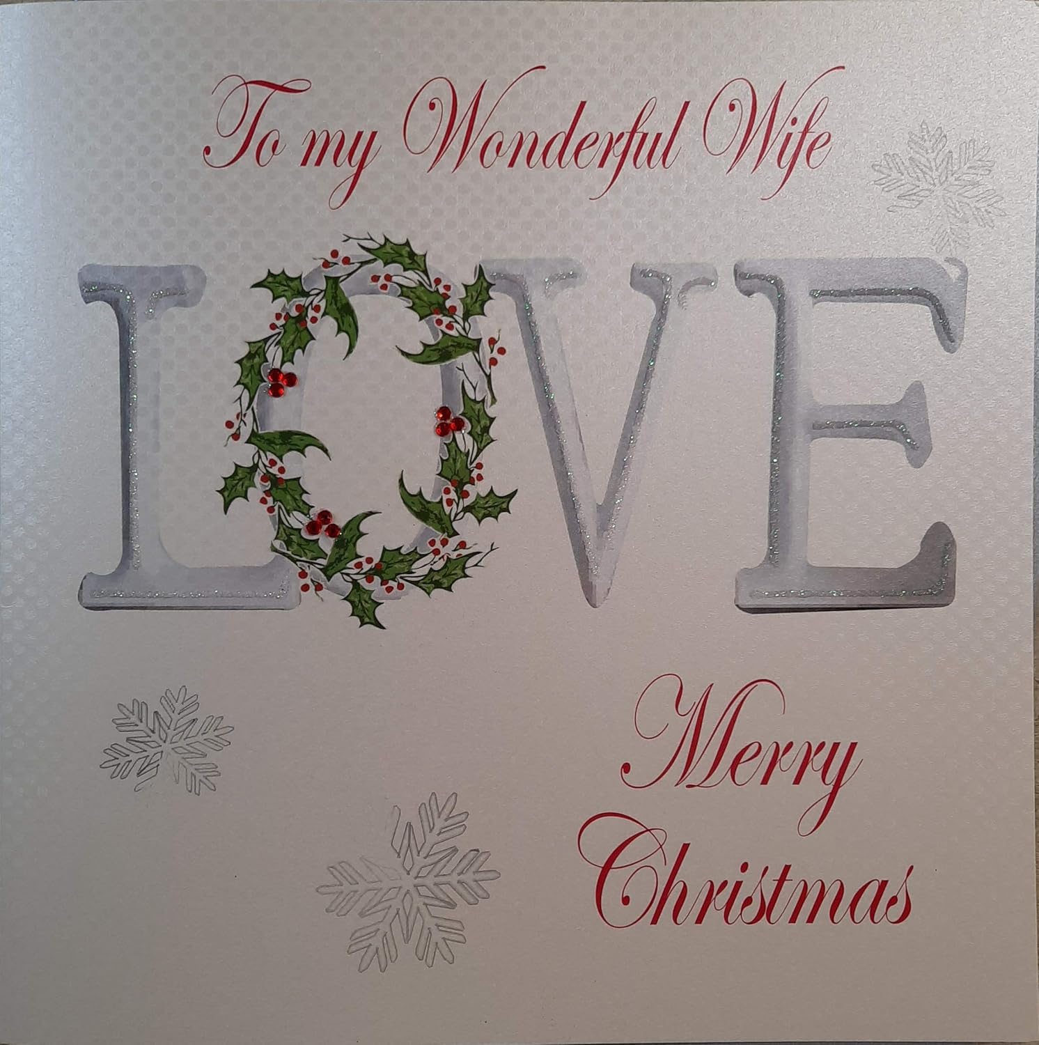 White Cotton Cards To My Wife Merry Handmade 'Love' Christmas Card (Code xx14-24), 22cm x 22cm