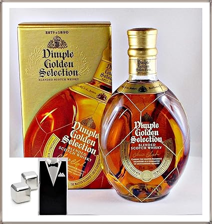 Dimple Golden Selection Scotch Whisky mit 2 Original Edelstahl Kühlsteine im Smoking, kostenloser Versand