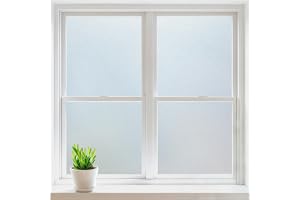 rabbitgoo Frosted Glass Window Privacy Film, Static Cling, 17.5" x 78.7" | Heat Control UV Blocking Sticker, Non Adhesive Rem