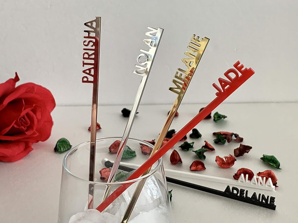 Amazon.com: Personalized Drink Stirrers Custom Name Acrylic Swizzle