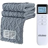 XINIUSLEEP Heated Blanket Electric Blanket 62"x84", Soft Taffeta Sherpa Electric Throw with 5 Heating Level & 1-12 Hour Auto Off, Heated Throw with Overheating Protection, Machine Washable(Light Grey)