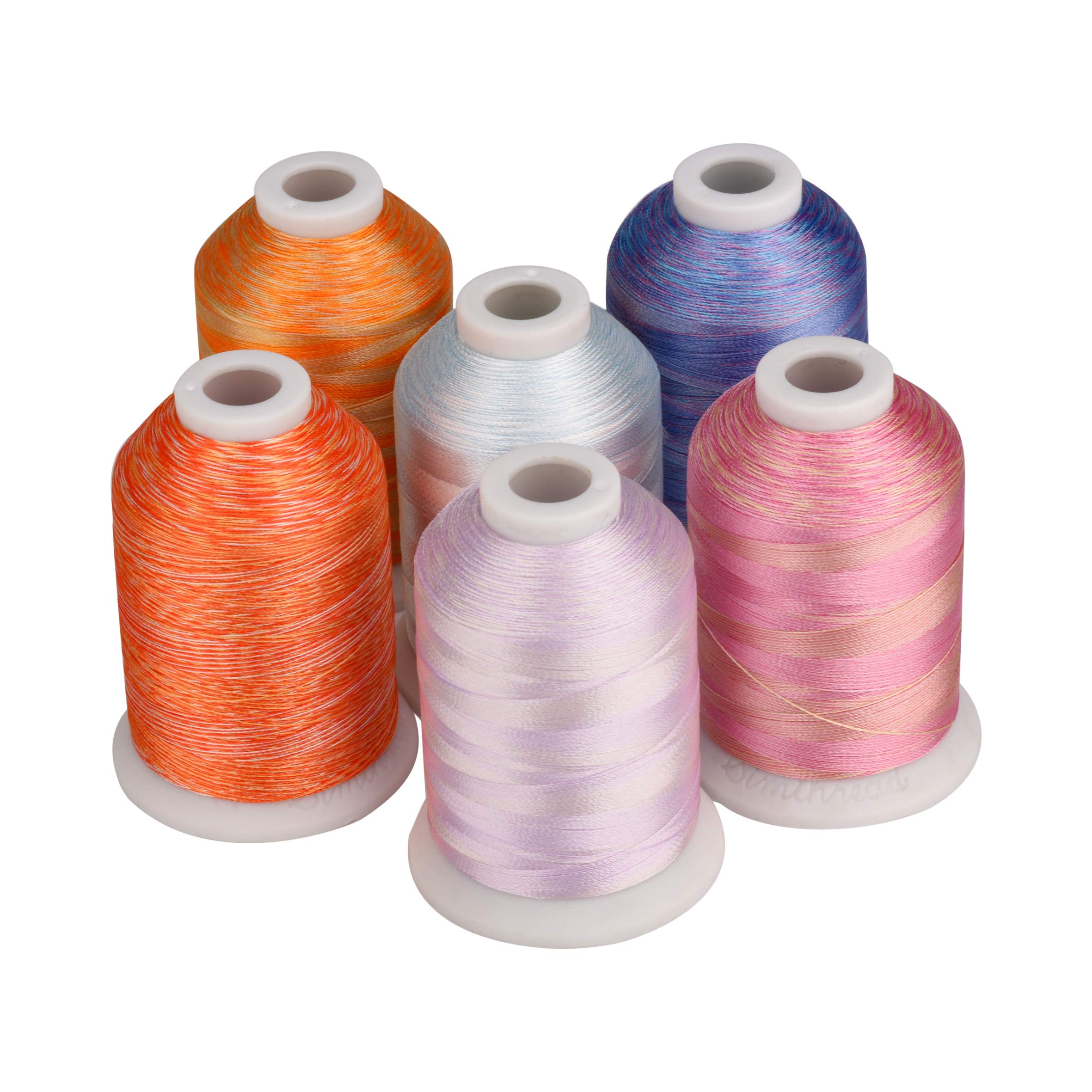 Simthread 6 Spools 1000M(1100Y) Polyester Machine Embroidery Threads, 40wt 100% Polyester Threads for All Embroidery Machines