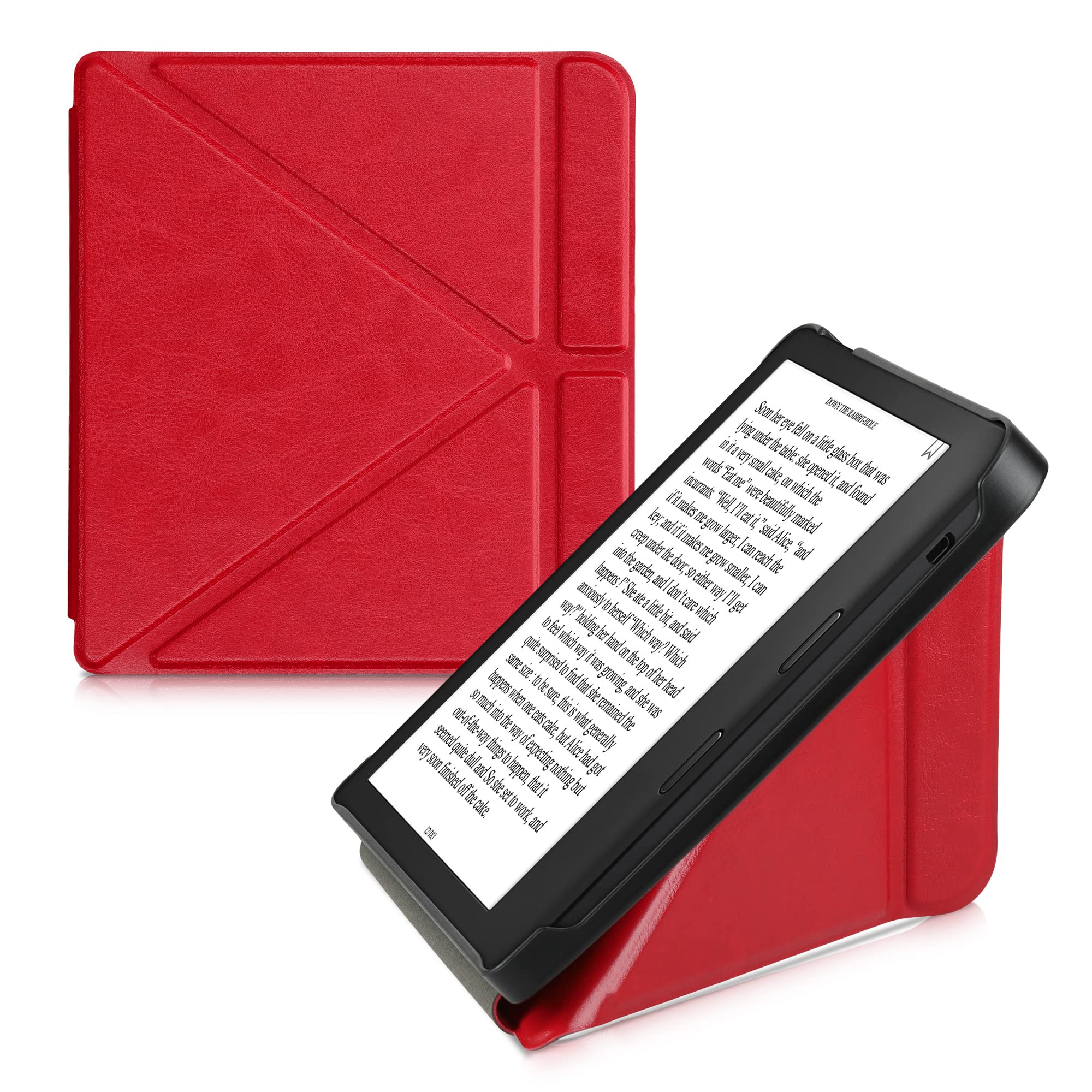 kwmobile Origami Cover for Kobo Libra 2 Case - Slim PU Leather eReader Cover with Stand and auto sleep funktion - Red — image 1