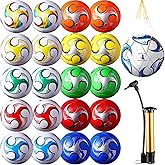 Lunmon 20 Pcs Soccer Balls Bulk with Pump and Net Bag Sport Ball Size 4/5 Outdoor Deflated Soccer Ball for Youth Adult Training Practice Game Match Sports Birthday Gift Party