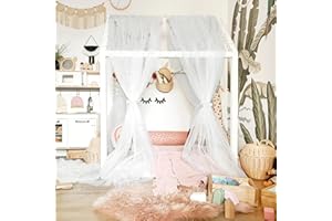 NICETOWN Off White Kids Bed Canopy for Nursery - Decorative Soft Voile Sheer Window Scarf DIY Ascot Top Bed Scarf for Princes