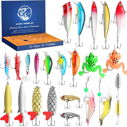 Advent Calendar 2025 Fishing Lure,24 Days Fishing Lures Set,Suitable For Adult Men Teen Boys, Christmas Surprise Fishing Bait Gift - 2025 Christmas Countdown 24 Days Surprise Gift