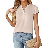 BMJL Womens Dressy Casual Blouses Business Casual Work Tops Summer Cap Sleeve V Neck Tshirt