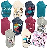 Frozen Sock Set - Bundle with 10 Pairs of Elsa and Anna Socks Shoe Size 7-10 Plus Stickers | Novelty Frozen Socks for Kids Ages 4-6